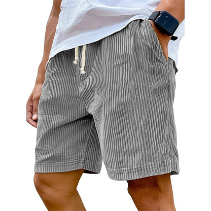 Men's Corduroy Shorts-Casual Pocket Shorts, Knee Length