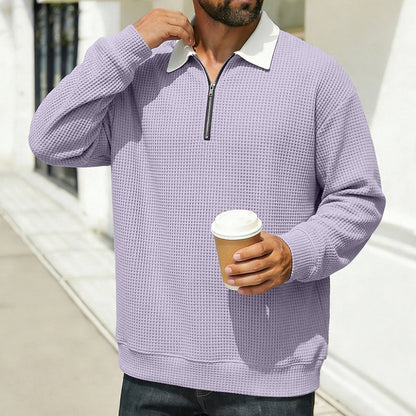 Cozy Waffle Quarter-Zip Polo Shirts