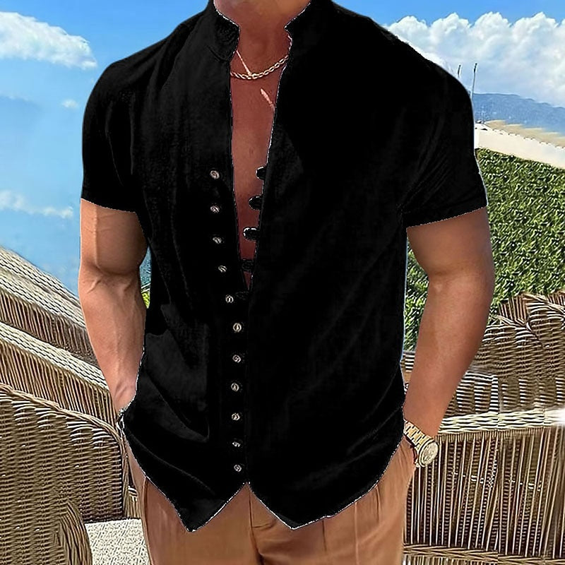 Men's Casual Linen Shirt - Short Sleeve Summer Essential