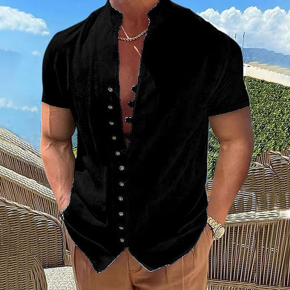 Men's Casual Linen Shirt - Short Sleeve Summer Essential