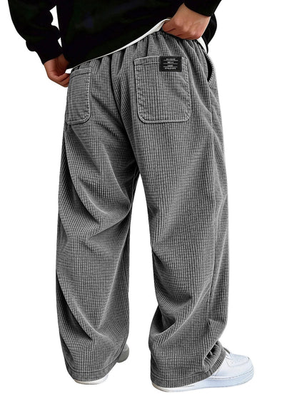 Textured Waffle Pants With Pockets