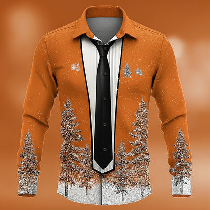 Men's Christmas Faux Collar Tuxedo Shirt