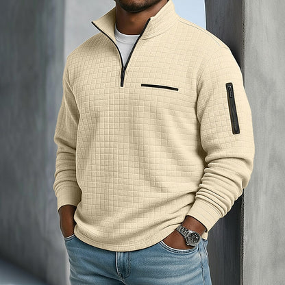 Quarter Zip Textured Waffle Polo