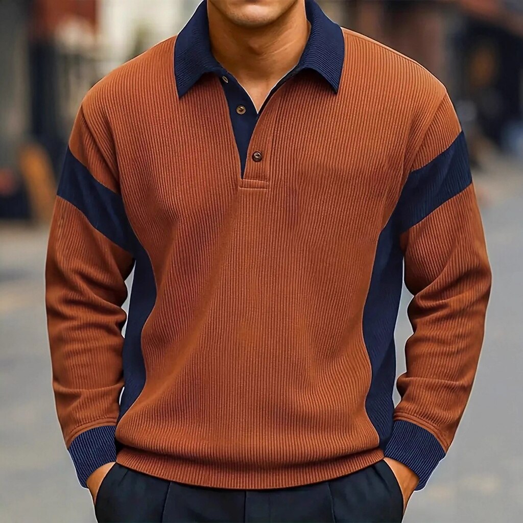 Colorblock Corduroy Polo Shirt