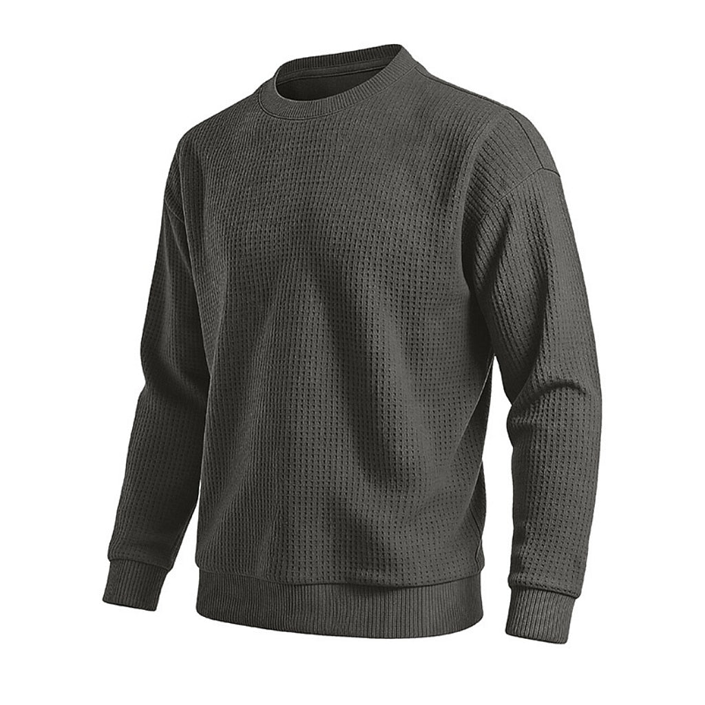 Classic Waffle Knit Crew Neck Sweatshirt