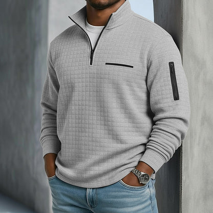 Quarter Zip Textured Waffle Polo