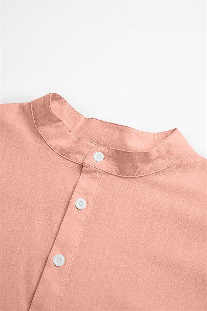Men's Cotton Linen Henley Shirt