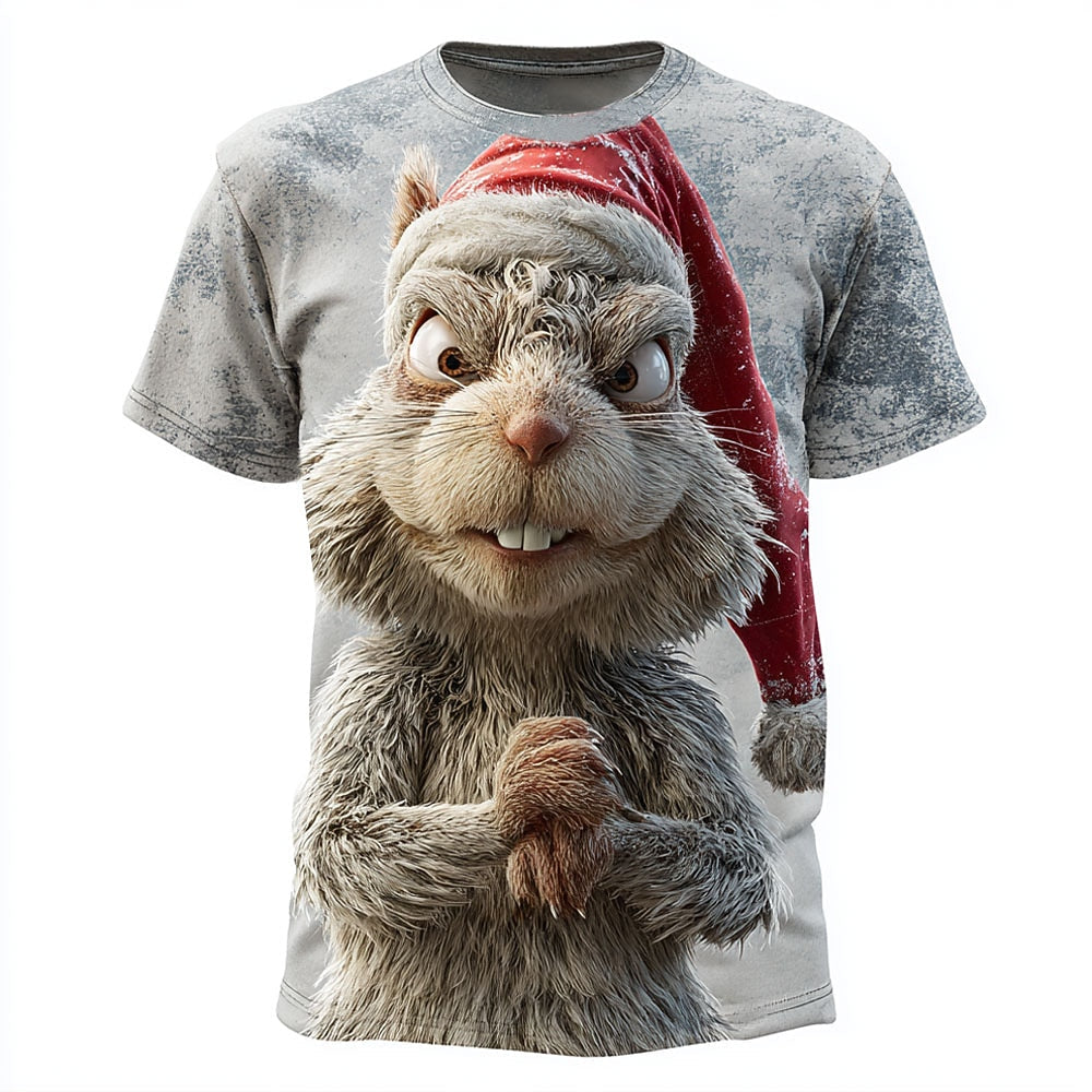 Men's Christmas 3D Squirrel Graphic Tee