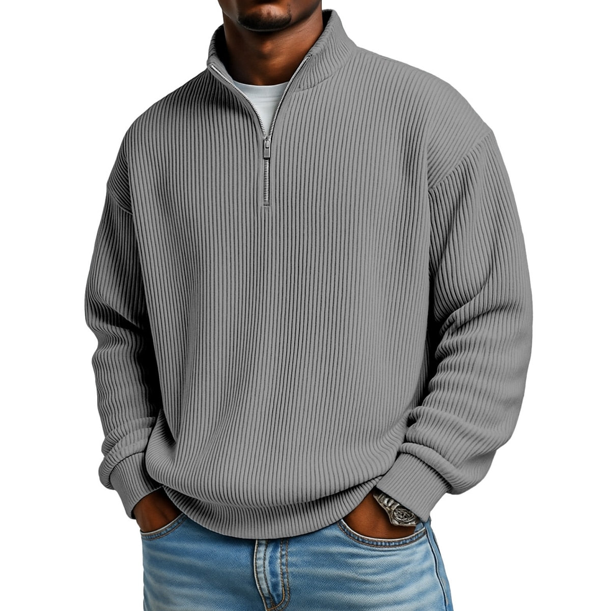 Corduroy Zipped Polo Shirts