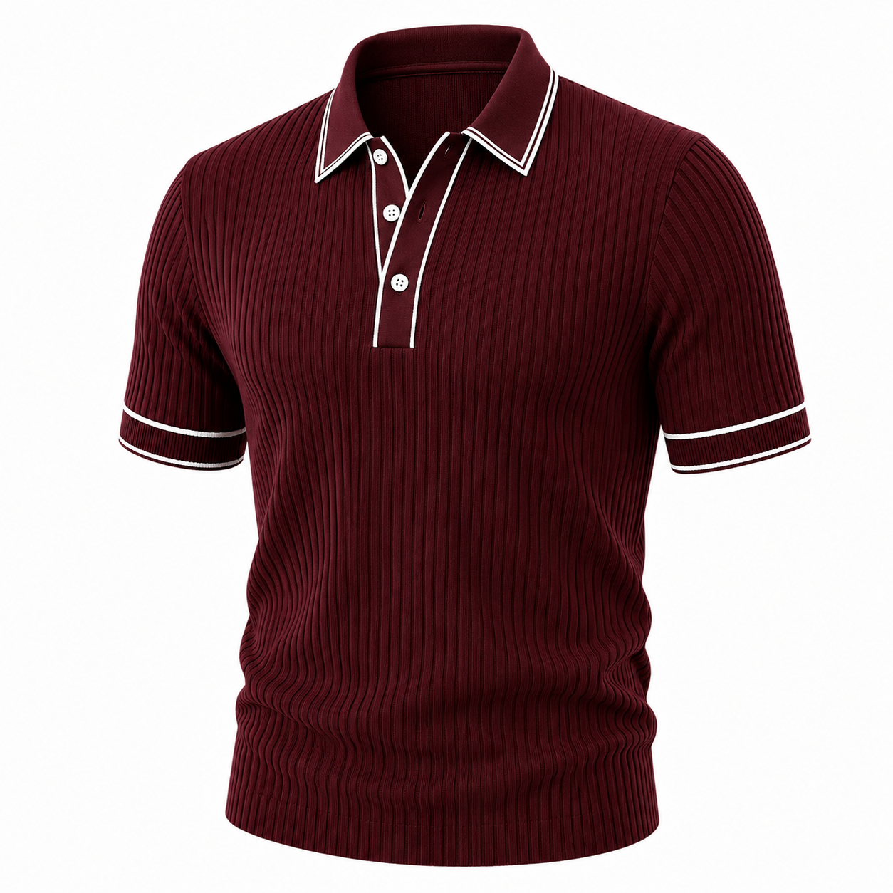 Colorblock Ribbed Knit Polo Shirt