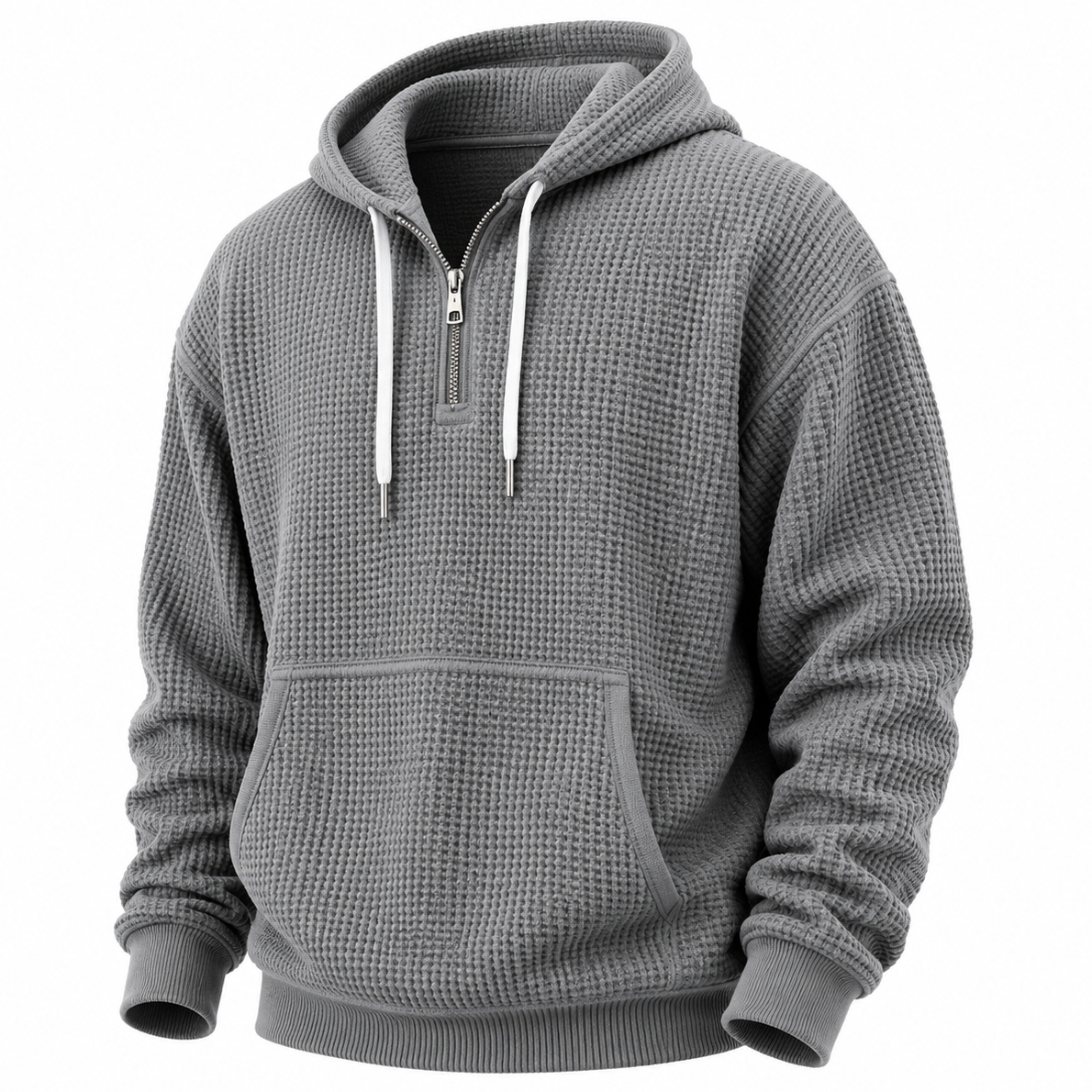 Classic Waffle Knit Quarter Zip Hoodie