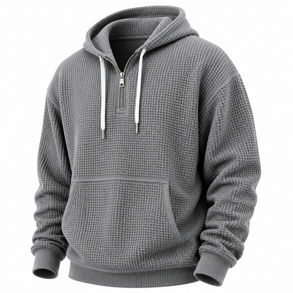 Classic Waffle Knit Quarter Zip Hoodie