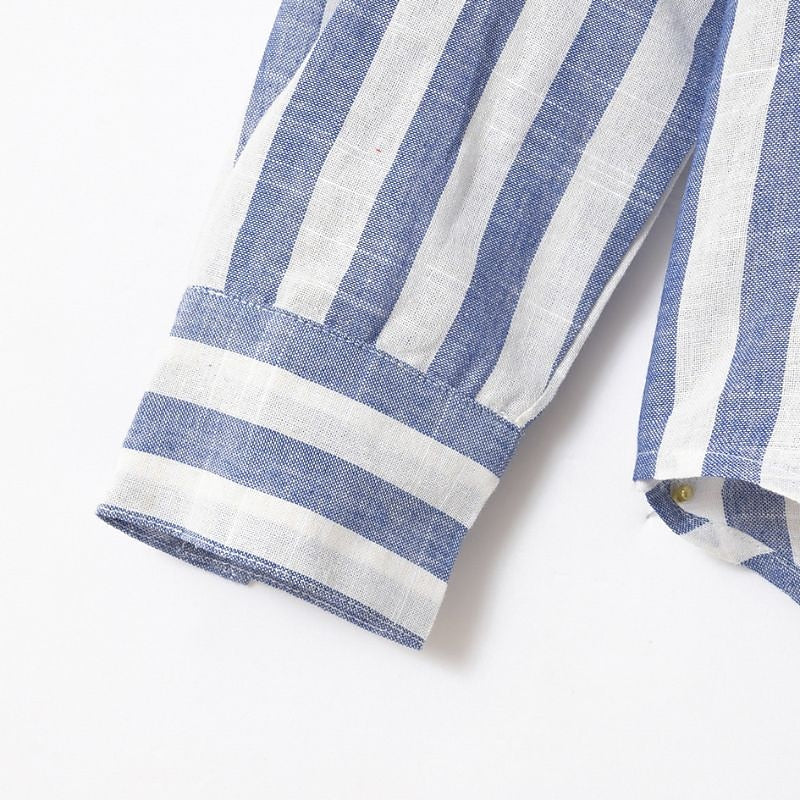 Men's Striped Cotton Linen Shirt - Soft & Breathable