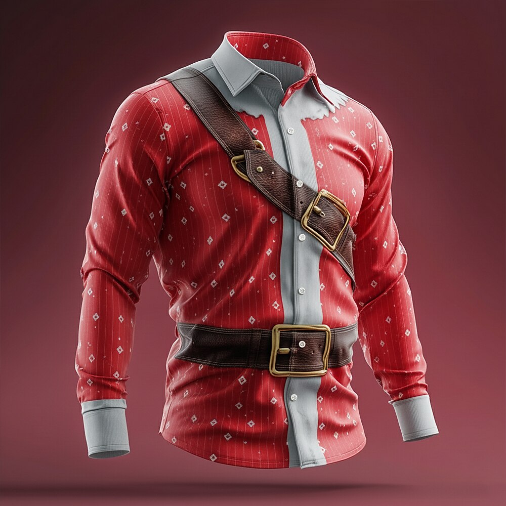 Christmas Santa Costume Holiday Button Shirt