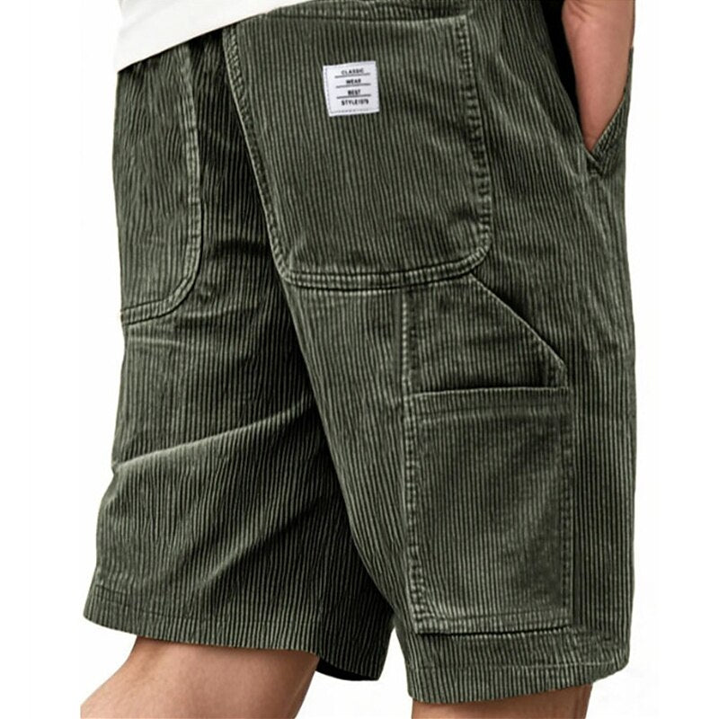 Men's Corduroy Shorts-Comfortable Drawstring Pocket Shorts