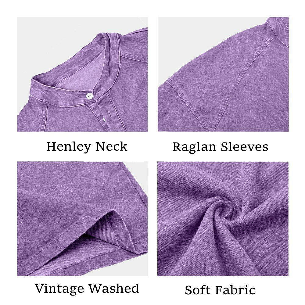 Soft Washed Cotton Henley Shirt