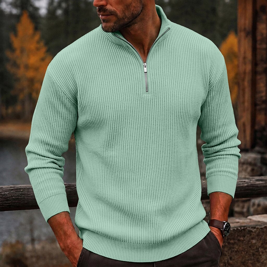 Quarter Zipped Corduroy Polo Shirt