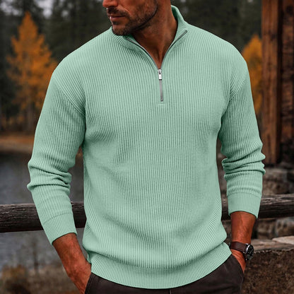 Quarter Zipped Corduroy Polo Shirt