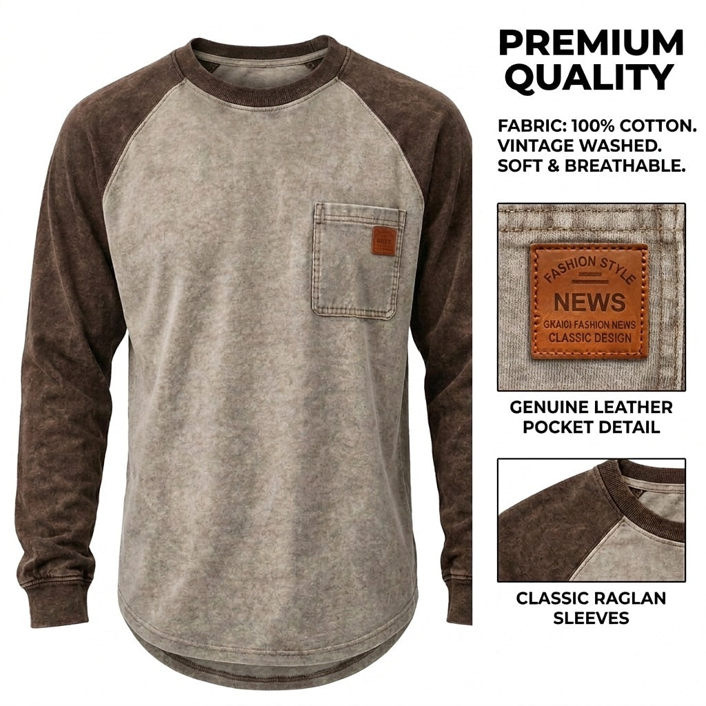 Colorblock Washed 100% Cotton T-Shirts With Pocket