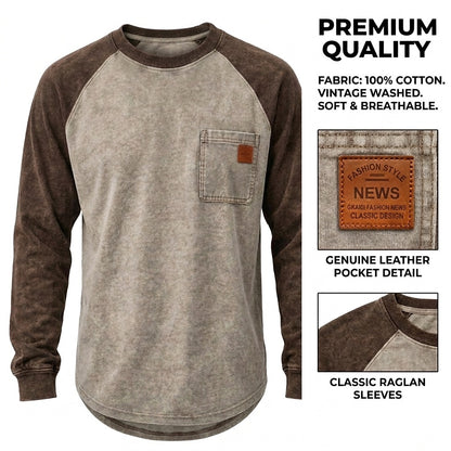 Colorblock Washed 100% Cotton T-Shirts With Pocket