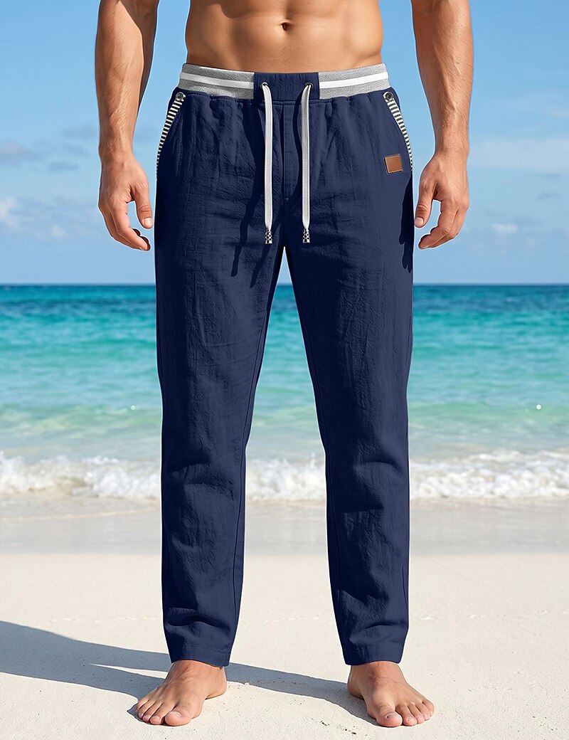 Lightweight Linen Pants With Elastic Waist