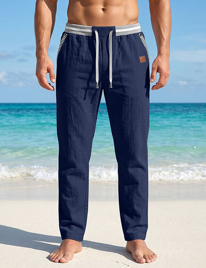 Lightweight Linen Pants With Elastic Waist