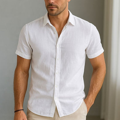 Men's Linen Summer Shirt - Casual Button-Up