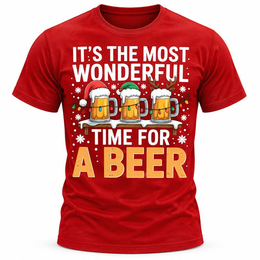 Christmas Wonderful Beer Time Graphic Tee