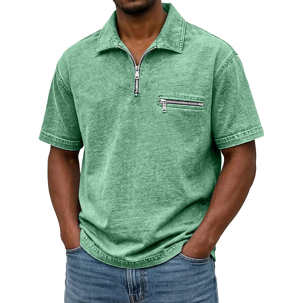 100% Cotton Quarter Zip Ribbed Polo