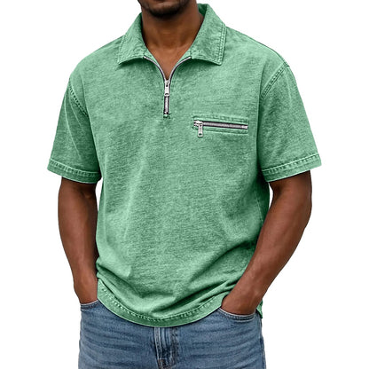 100% Cotton Quarter Zip Ribbed Polo