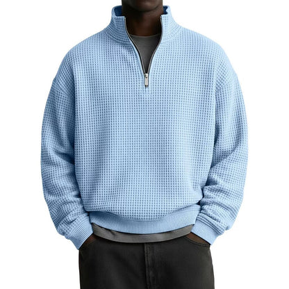 Textured Quarter Zip Waffle Polo
