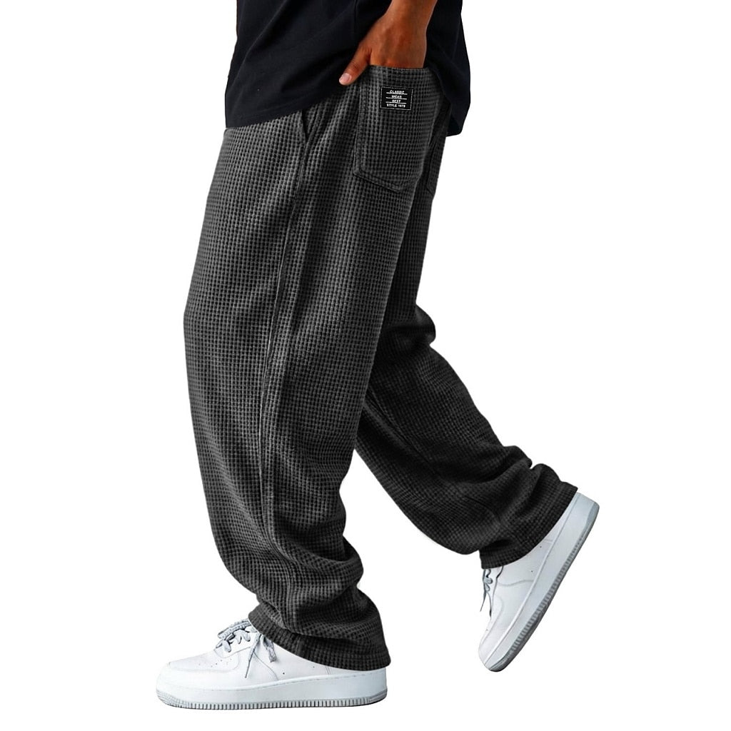 Relaxed Textured Waffle Pants