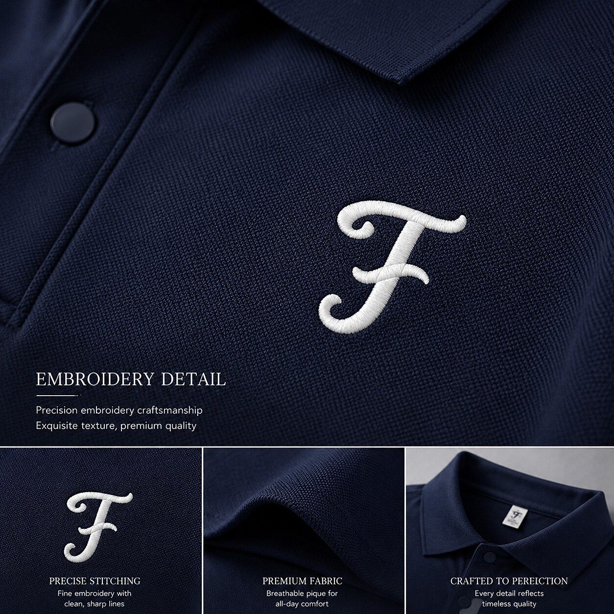 Textured 100% Cotton Embroidered Pique Polo Shirt