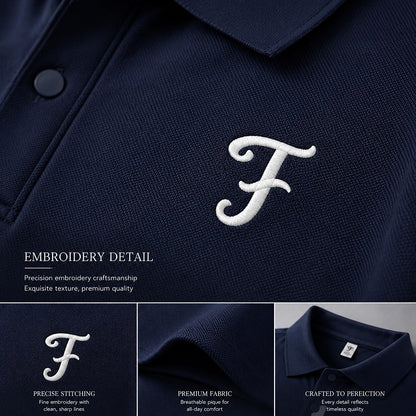 Textured 100% Cotton Embroidered Pique Polo Shirt