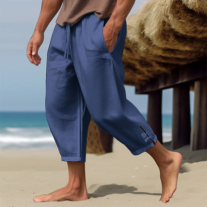 Men's Summer Linen Pants - Straight Leg Baggy Casual Style