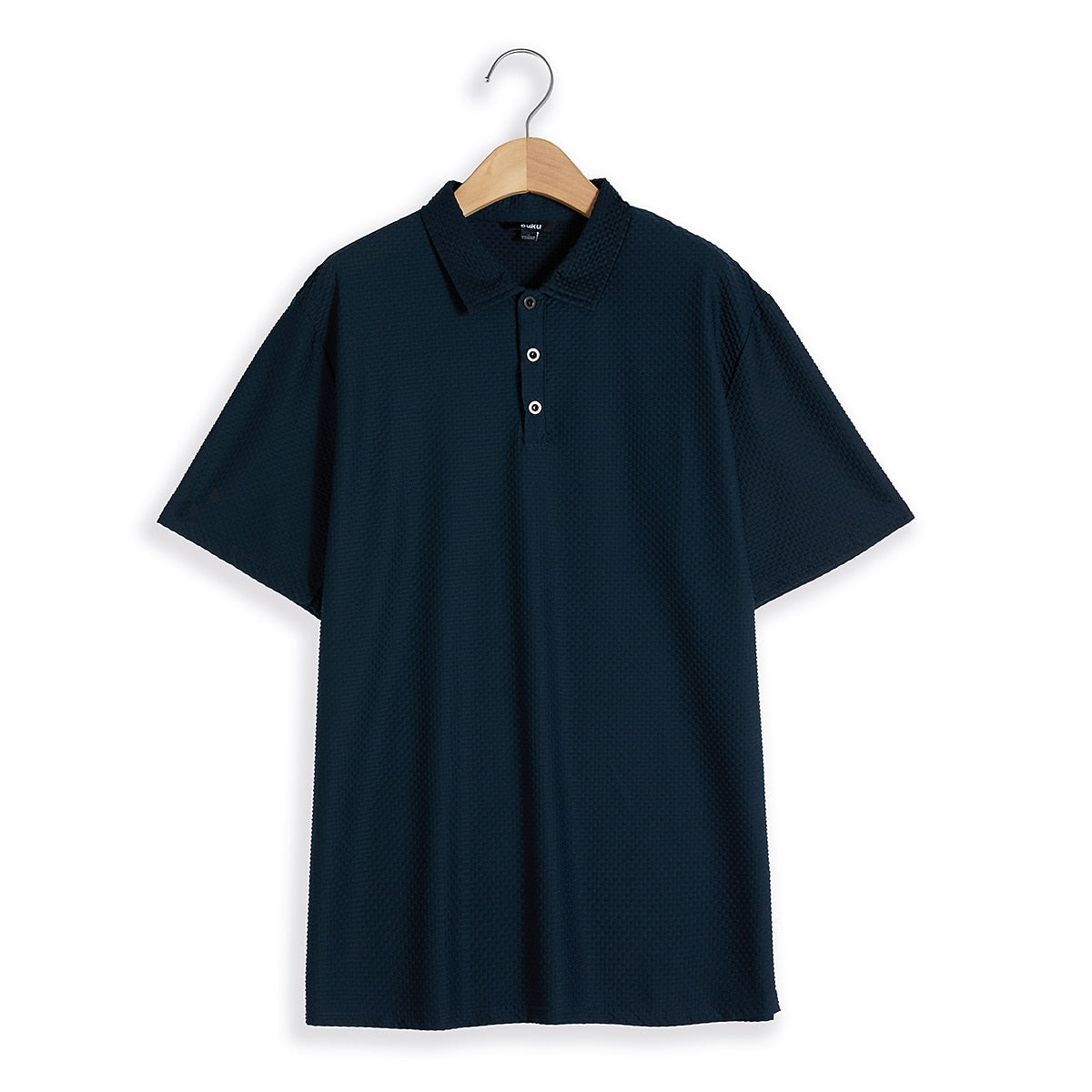 Basic Waffle Polo Shirt-Casual Short Sleeve Men's Top