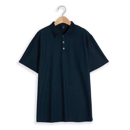 Basic Waffle Polo Shirt-Casual Short Sleeve Men's Top