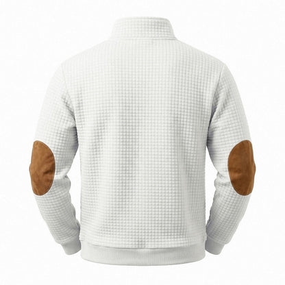 Textured Waffle Quarter Zip Pocket Sweatshirt