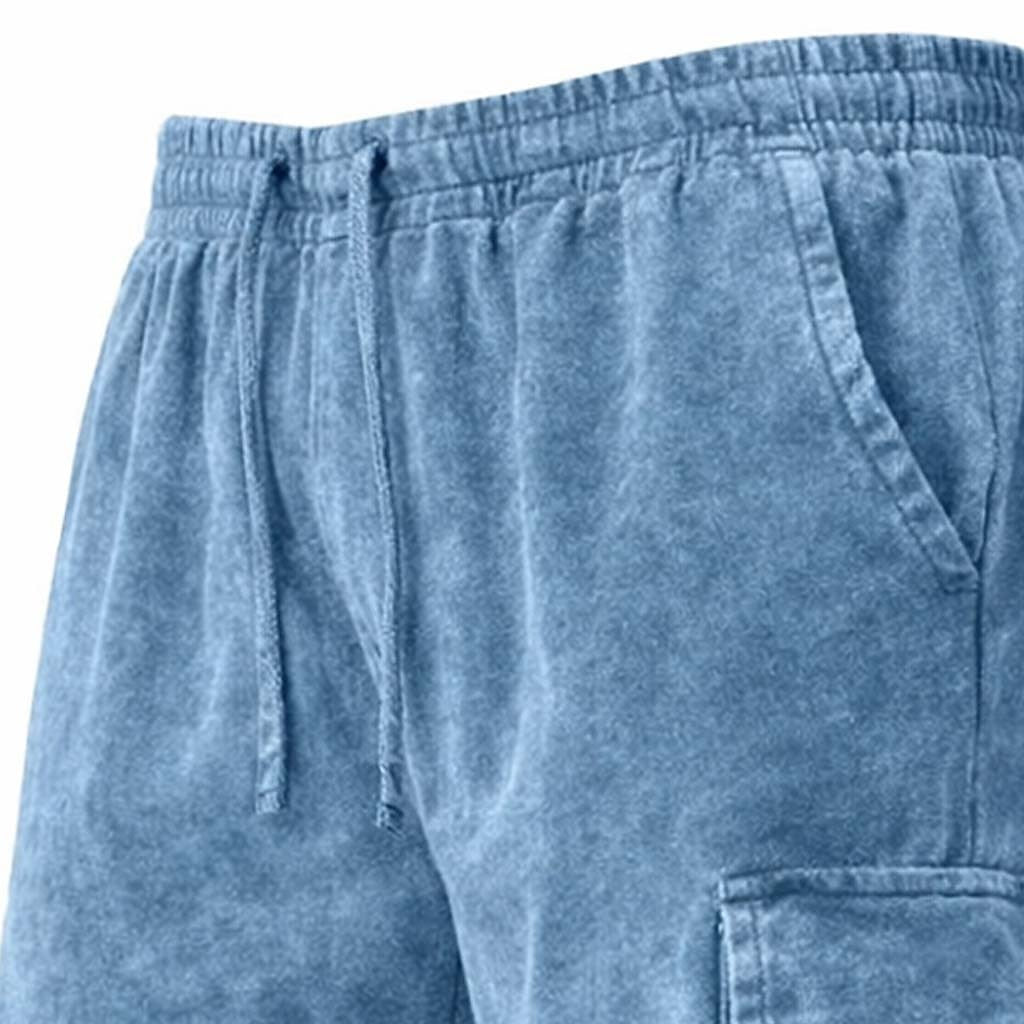 Acid Wash Cotton Pocketed Shorts