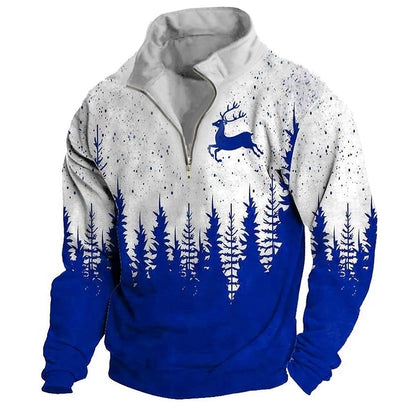 Christmas Deer Trees Quarter Zip Sweatshirt
