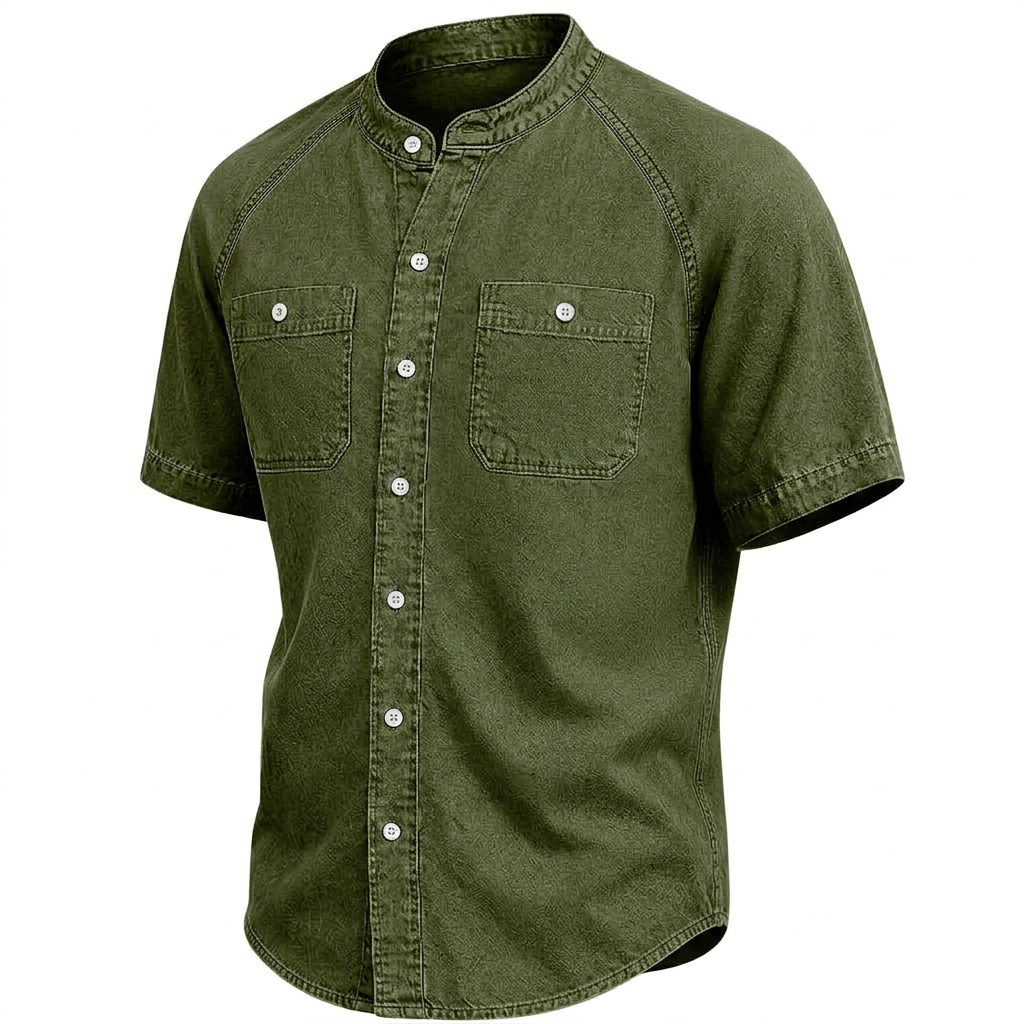 Vintage Washed Cotton Button Up Shirt