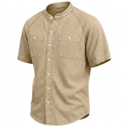 Vintage Washed Cotton Button Up Shirt
