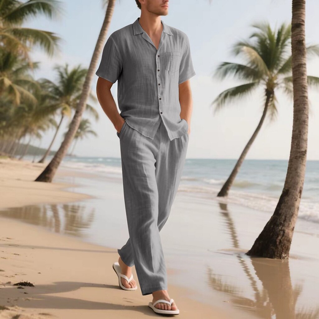 Cotton Linen Shirt & Pants Set