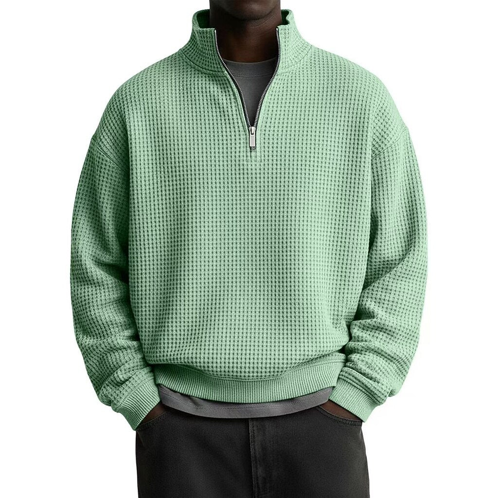 Textured Quarter Zip Waffle Polo