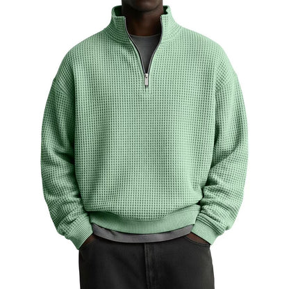 Textured Quarter Zip Waffle Polo