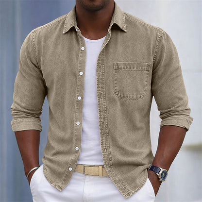 100% Cotton Acid Wash Button-Up Shirt