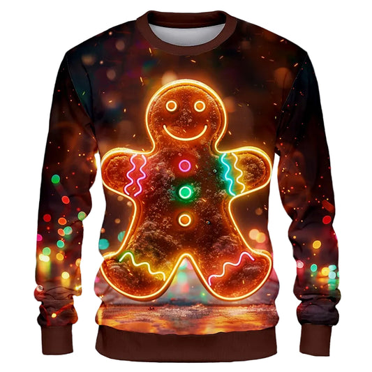 Men's Gingerbread Man Christmas 3D Crewneck Sweatshirt