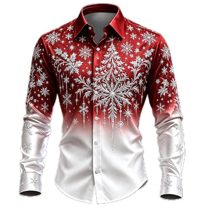 Christmas Tree Snowflake Button Down Shirt