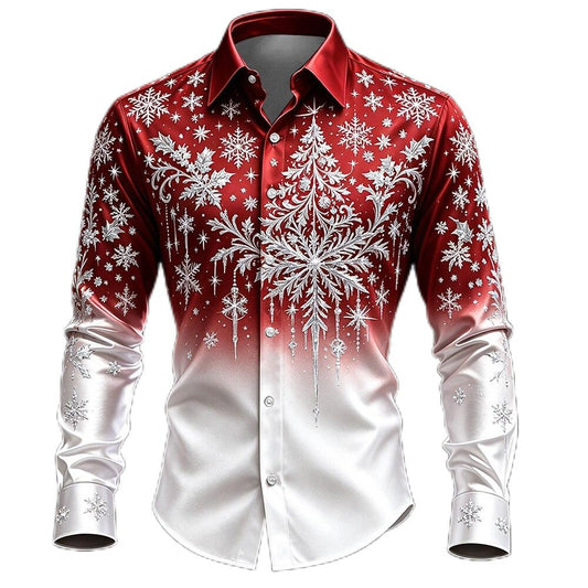 Christmas Tree Snowflake Button Down Shirt