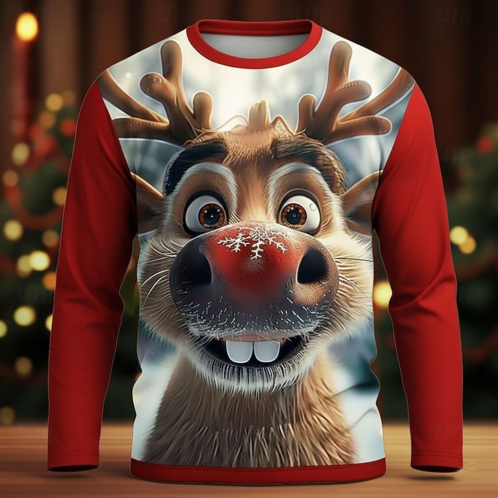 Men's Christmas Funny Elk Graphic Tee